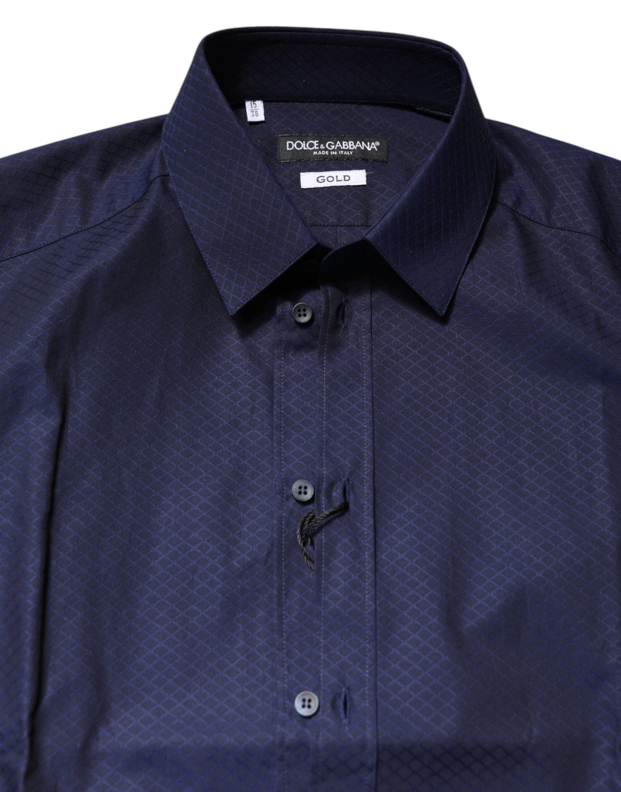 Dolce & Gabbana Blue GOLD Cotton Long Sleeve Men Dress Shirt